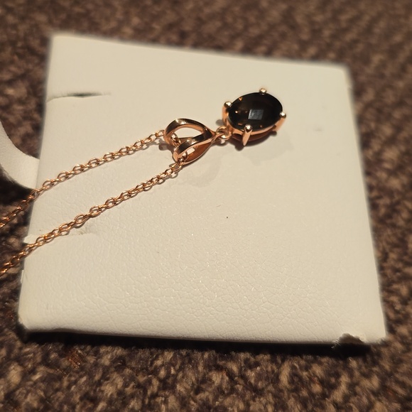 BELK STERLING SILVER CHOCOLATE QUARTZ PENDANT - Picture 7 of 8